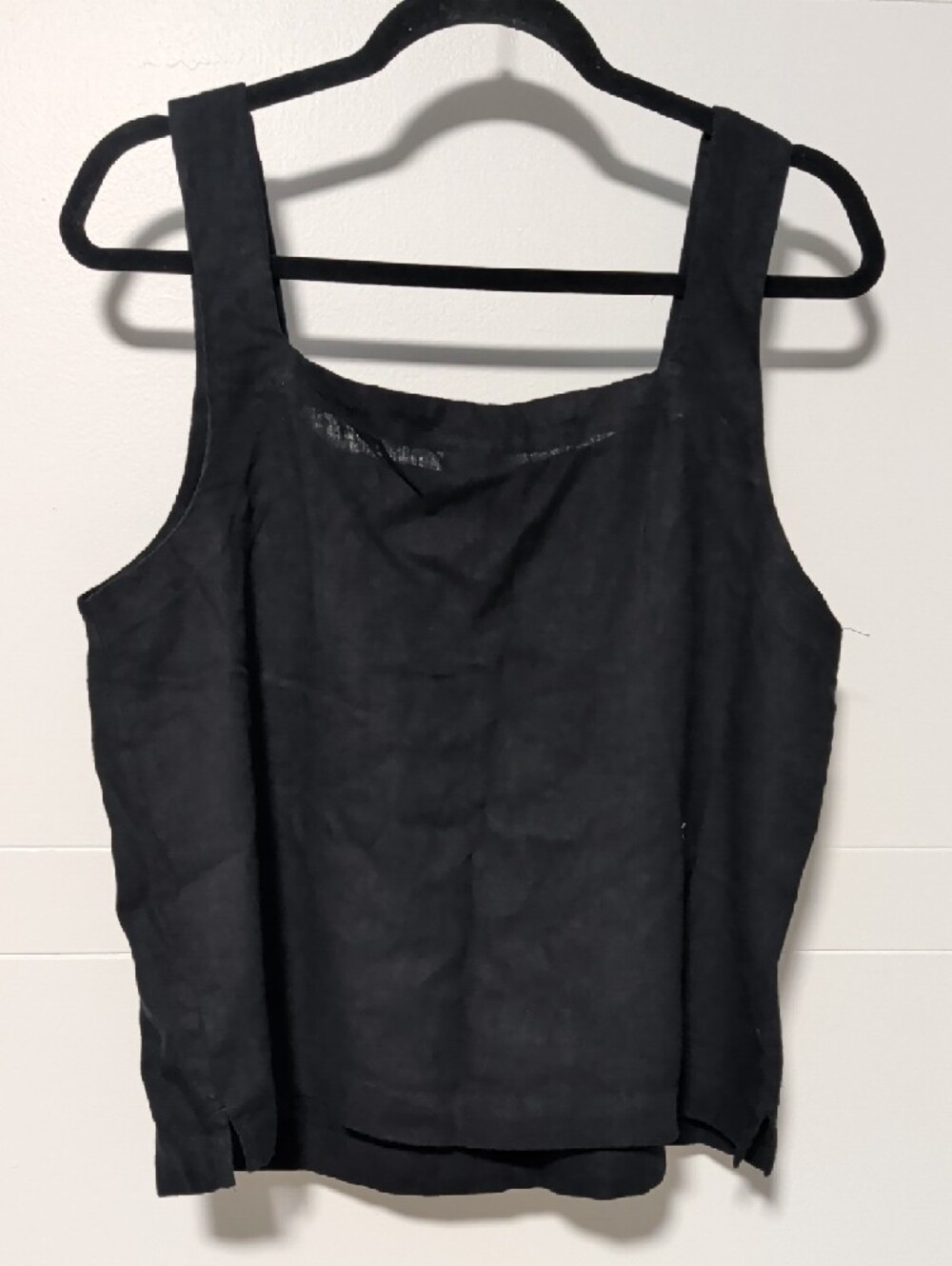a new day Black Square-Neck Linen Tank - Picture 3 of 5
